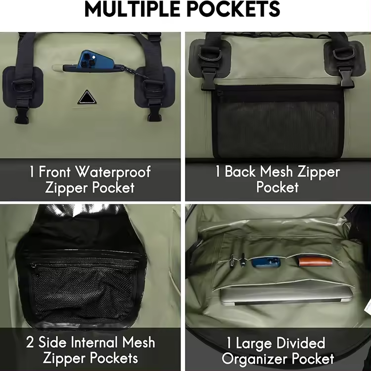 Large Capacity 50L Waterproof Roll-up Dry Duffel Bag with Quick-fixed Straps for Motorcycling, Rafting, Boating