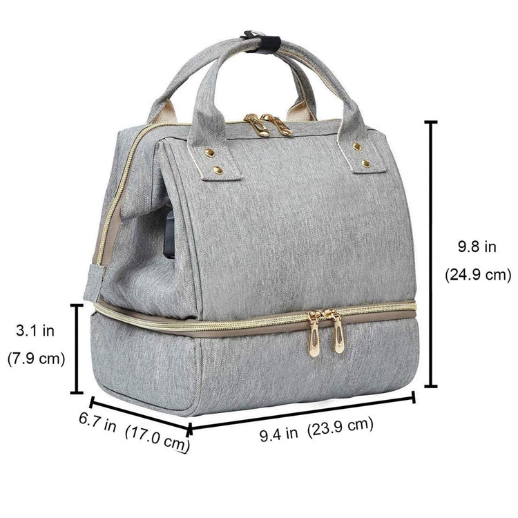 Double Deck Nappy Baby Mommy Women Lunch Bag Diaper Bag Cooler Backpack