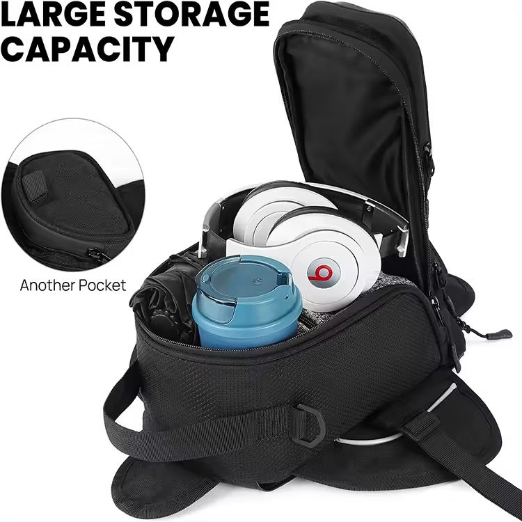 4 Straps Reinforced Fastening Waterproof Motorbike Tank Bag with Multi-pocket
