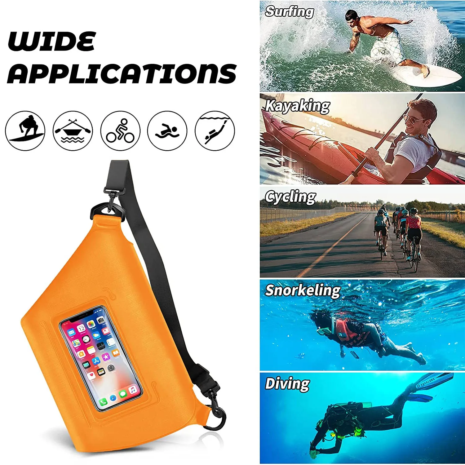 Promotional Phone Waterproof Bag Fanny Packs Screen Touch For Swimming