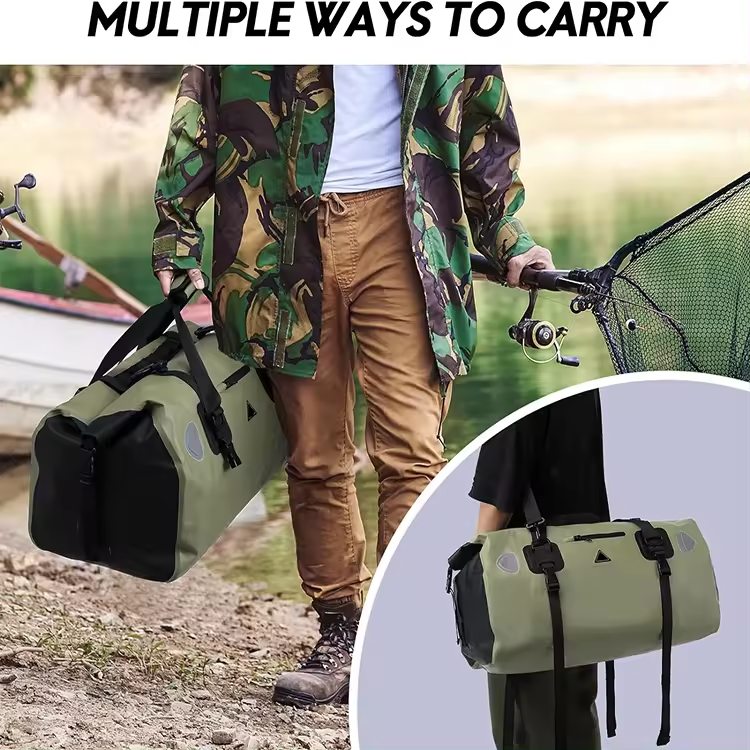 Large Capacity 50L Waterproof Roll-up Dry Duffel Bag with Quick-fixed Straps for Motorcycling, Rafting, Boating