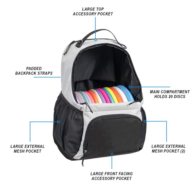 Lightweight Sport Water Bottle Frisbee Disc Backpack Holds 17 Discs Wholesale Large Nylon Custom Disc Golf Backpack Bag