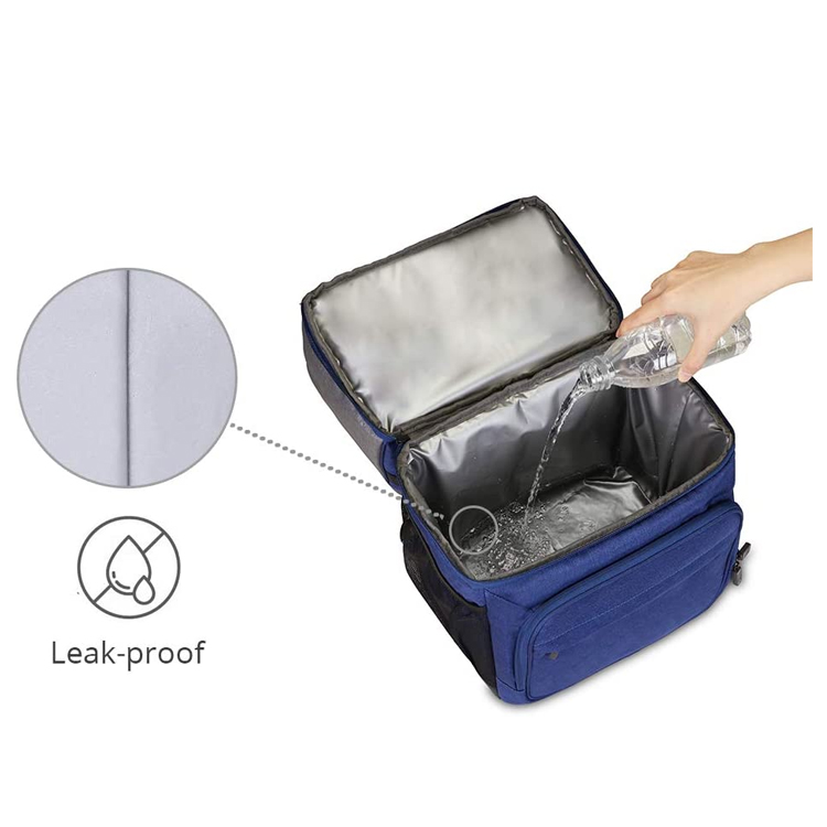 2 In 1 Double Decker Lunch Cooler Bag Picnic Food Ice Insulated Polyester Cooler Backpack