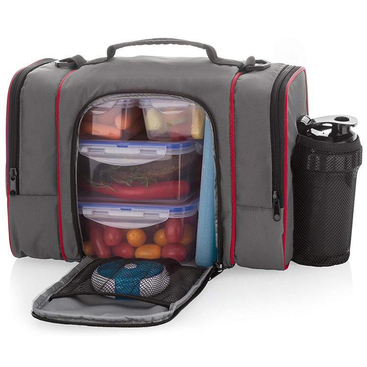 Waterproof Unisex Meal Prep Bag Fitness Insulated Thermal Cooler Bag With 6 Food Portion Control Containers Meal Cooler Bag