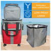 Custom Logo Extra Large Rolling Trolley With Cooler Compartment Fishing Bag Backpack Straps Tackle Box Storage