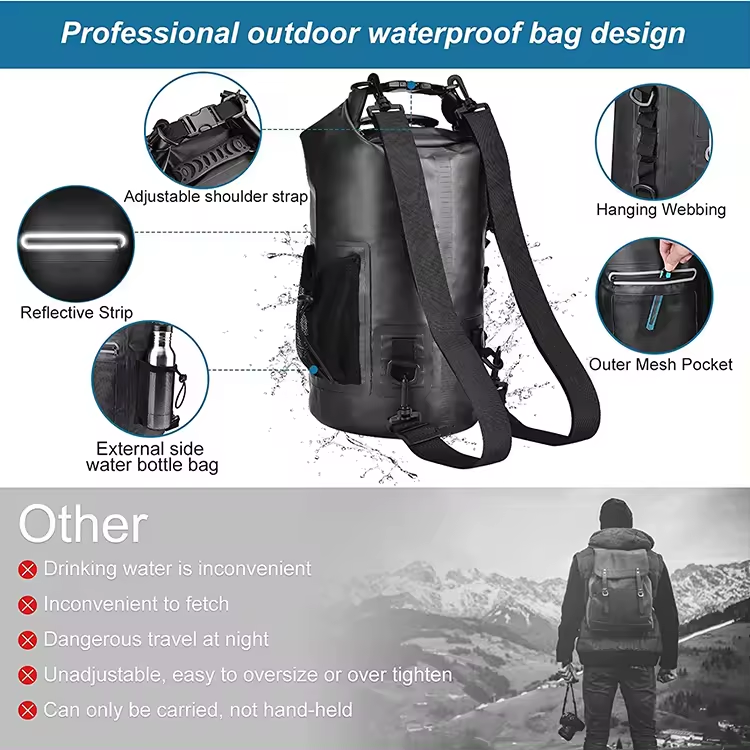 Function Roll Top Dry Bags Dry Bag 20L With Phone Holder For Boating Kayaking Surfing