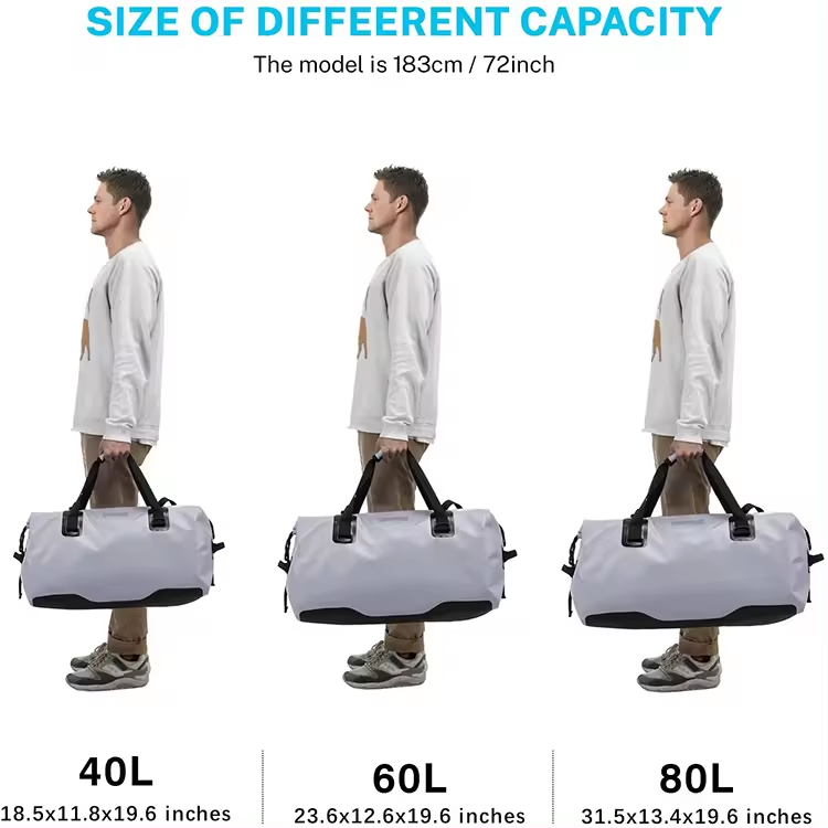 Durable 60L TPU Dry Duffel Bag Motorcycle Dry Bag For Camping Surfing Boating