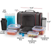 Waterproof Unisex Meal Prep Bag Fitness Insulated Thermal Cooler Bag With 6 Food Portion Control Containers Meal Cooler Bag