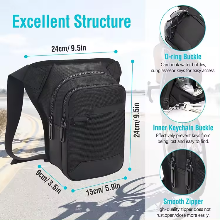 Multi-Function Durable Waterproof Motorcycle Rider Leg Bag Moto Thigh Bag With Removable Strap