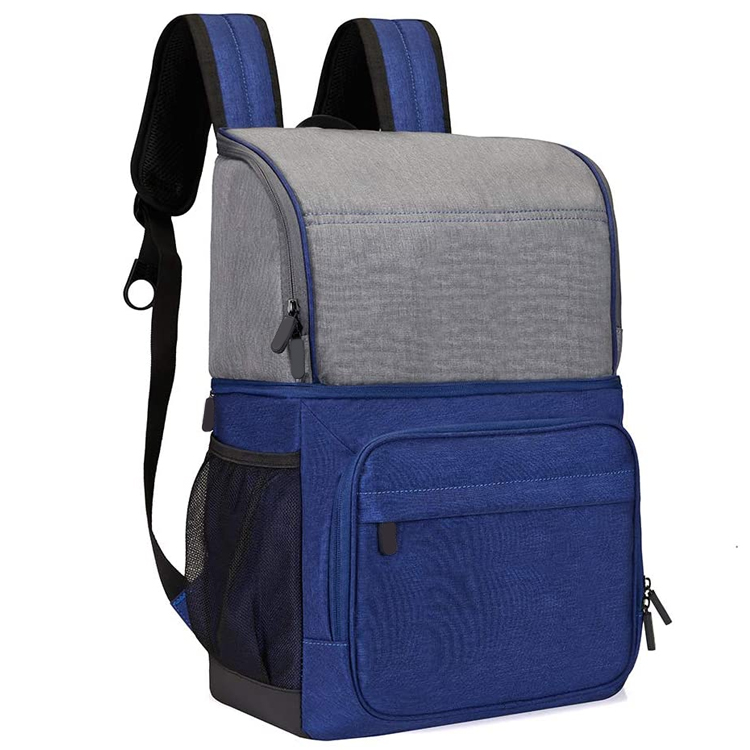 2 In 1 Double Decker Lunch Cooler Bag Picnic Food Ice Insulated Polyester Cooler Backpack