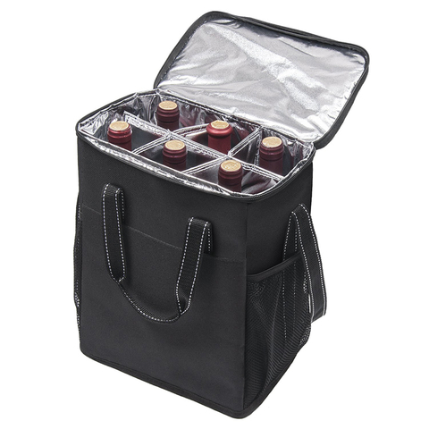 Wholesale 6 Bottle Wine Portable Picnic Thermal Insulated Waterproof Wine Cooler Bag