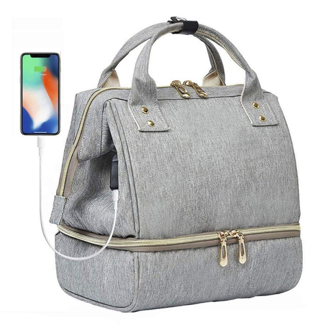 Double Deck Nappy Baby Mommy Women Lunch Bag Diaper Bag Cooler Backpack