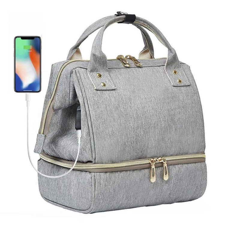 Double Deck Nappy Baby Mommy Women Lunch Bag Diaper Bag Cooler Backpack