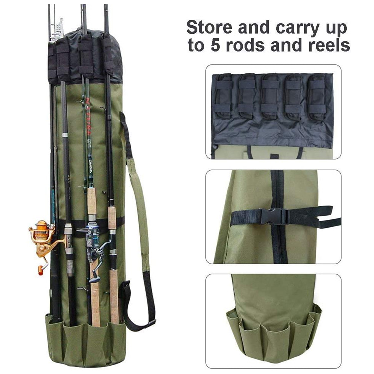 Collapsible Outdoor Fishing Rod Tackle Bag With Large Capacity Design