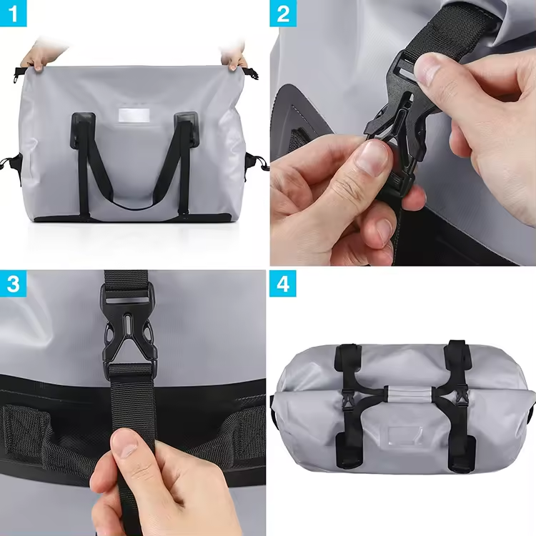 Durable 60L TPU Dry Duffel Bag Motorcycle Dry Bag For Camping Surfing Boating