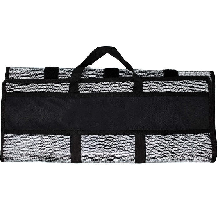 Customized Size Black Rubber Mesh Fishing Lure Bag with Handle