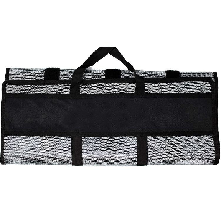 Customized Size Black Rubber Mesh Fishing Lure Bag with Handle