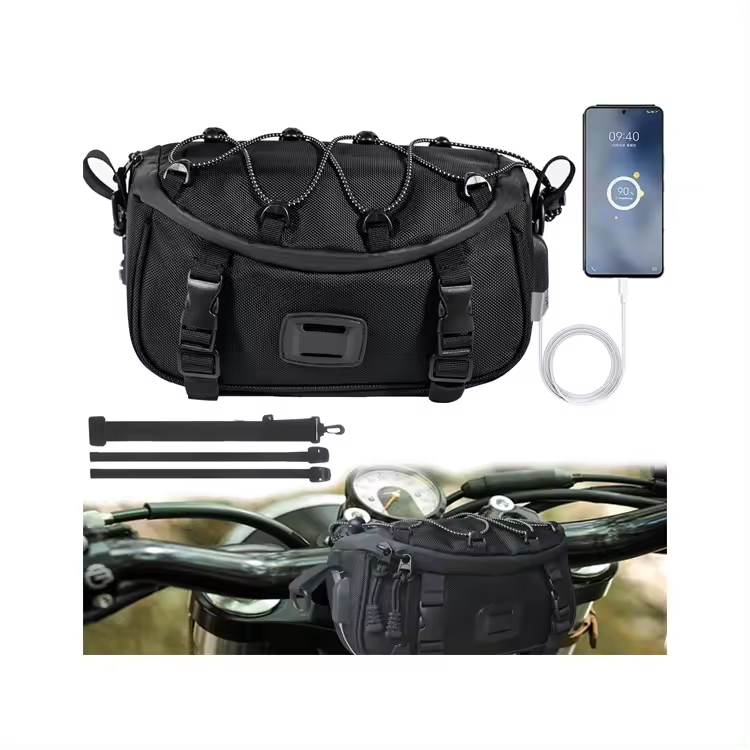Function Tear-Resistant Motorcycle Travel Bag Motorcycle Handlebar Bag with USB Charge Port