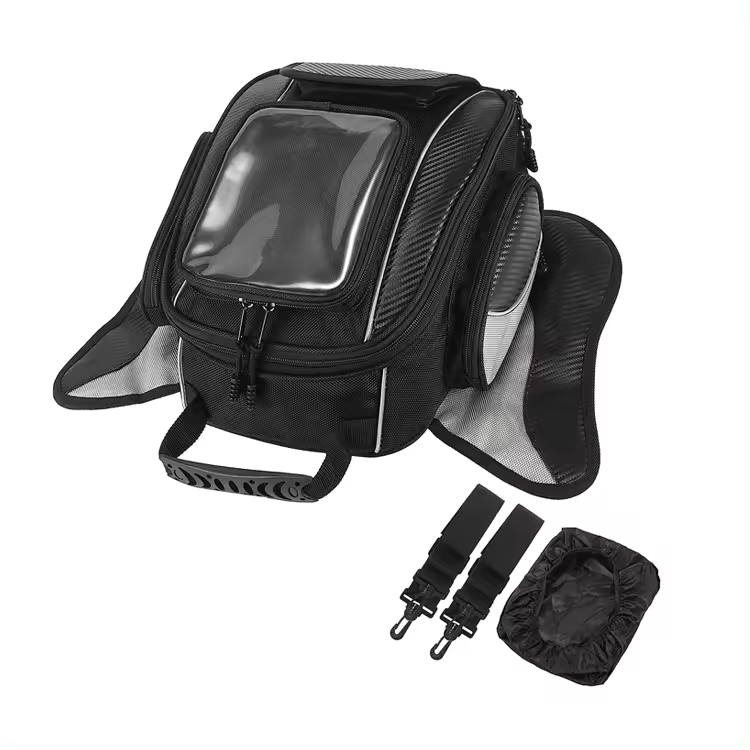 Multi-Functional Large Capacity Black 1680D Oxford Waterproof Motorcycle Tank Bag Moto Saddle Bag with Strap