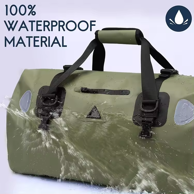 Large Capacity 50L Waterproof Roll-up Dry Duffel Bag with Quick-fixed Straps for Motorcycling, Rafting, Boating