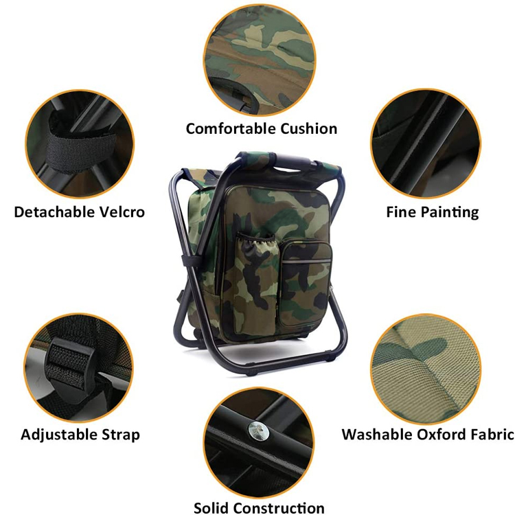 3 In 1 Multi-function Outdoor camping fishing Folding Backpack Cooler Bag Chair