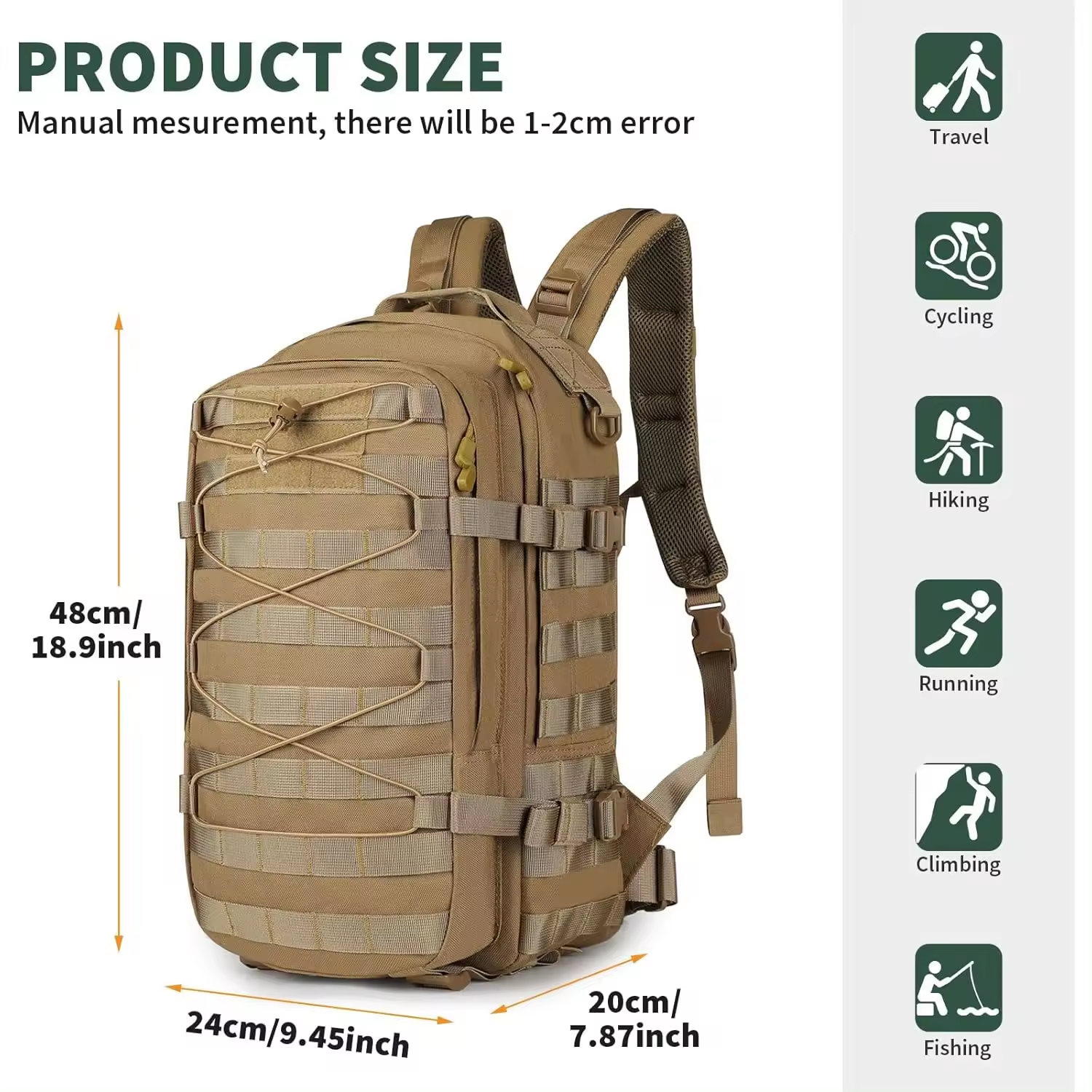 New Product Hunting Backpack Tactical 25L Rucksack Khaki Hiking Daypack