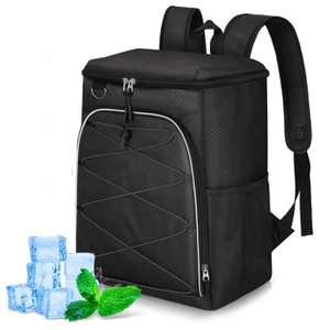 Custom Wholesale Outdoor Polyester Insulated Cooler Lunch Delivery Bags Picnic Travel Black Backpack