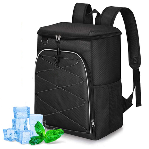 Custom Wholesale Outdoor Polyester Insulated Cooler Lunch Delivery Bags Picnic Travel Black Backpack