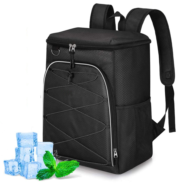 Custom Wholesale Outdoor Polyester Insulated Cooler Lunch Delivery Bags Picnic Travel Black Backpack