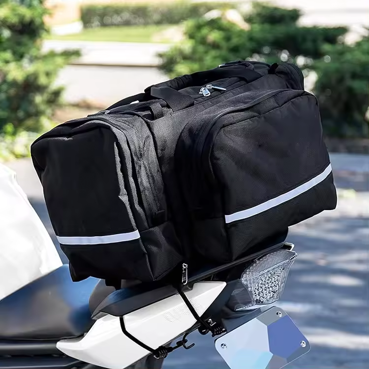 Water-Resistant and Tear-Resistant Motorcycle Tail Bag with Adjustable Strap