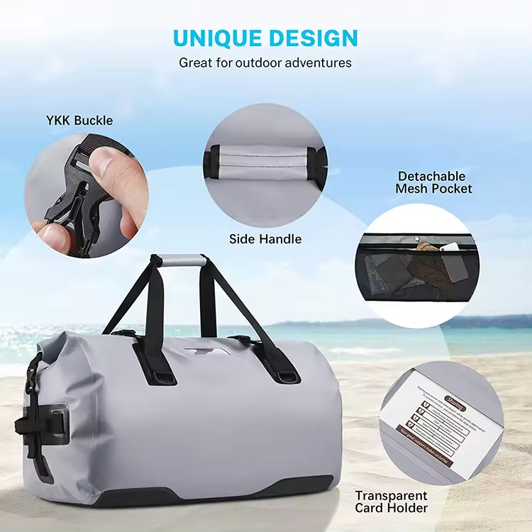 Durable 60L TPU Dry Duffel Bag Motorcycle Dry Bag For Camping Surfing Boating