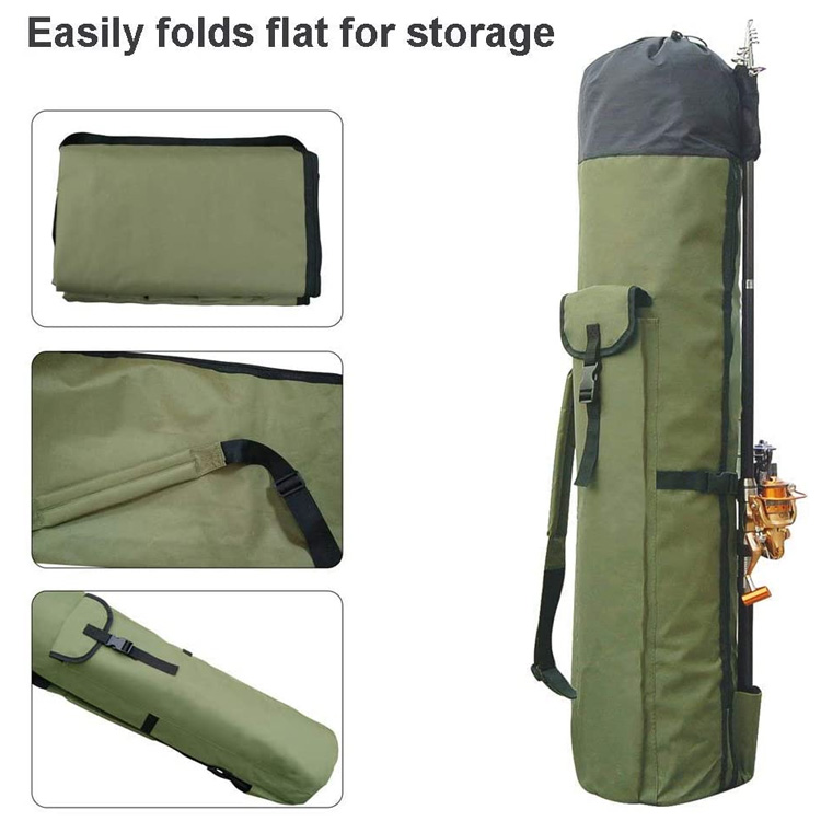 Collapsible Outdoor Fishing Rod Tackle Bag With Large Capacity Design