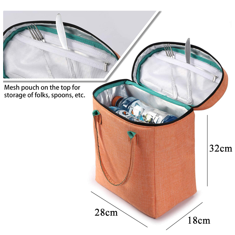 Fashion Custom Logo Insulated Cooler Bag Reusable Collapsible Grocery Bag For Outdoor Picnic