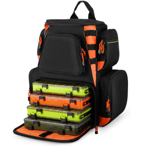 Outdoor Storage Fishing Backpack Waterproof Fishing Bag with 4 Trays Tackle Boxes