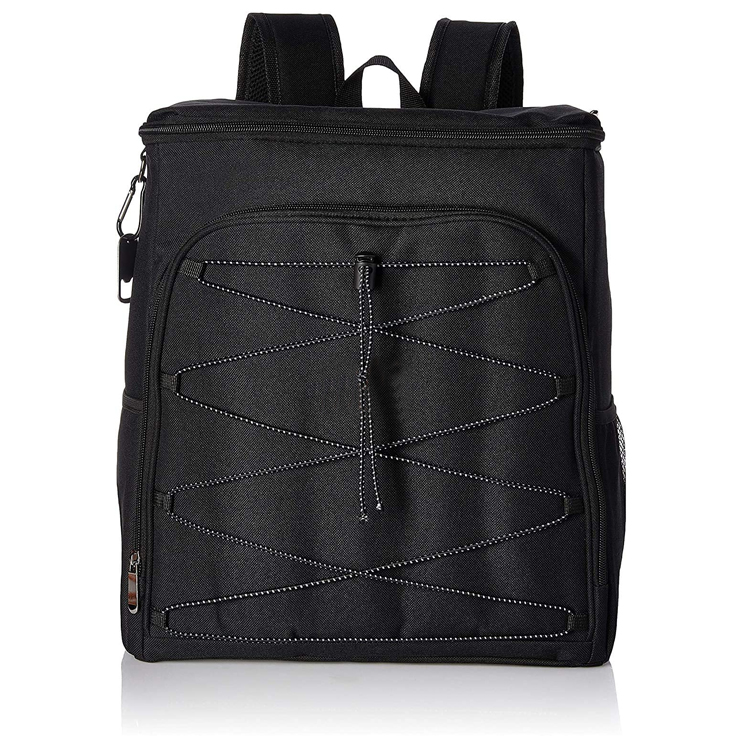 Custom Wholesale Outdoor Polyester Insulated Cooler Lunch Delivery Bags Picnic Travel Black Backpack